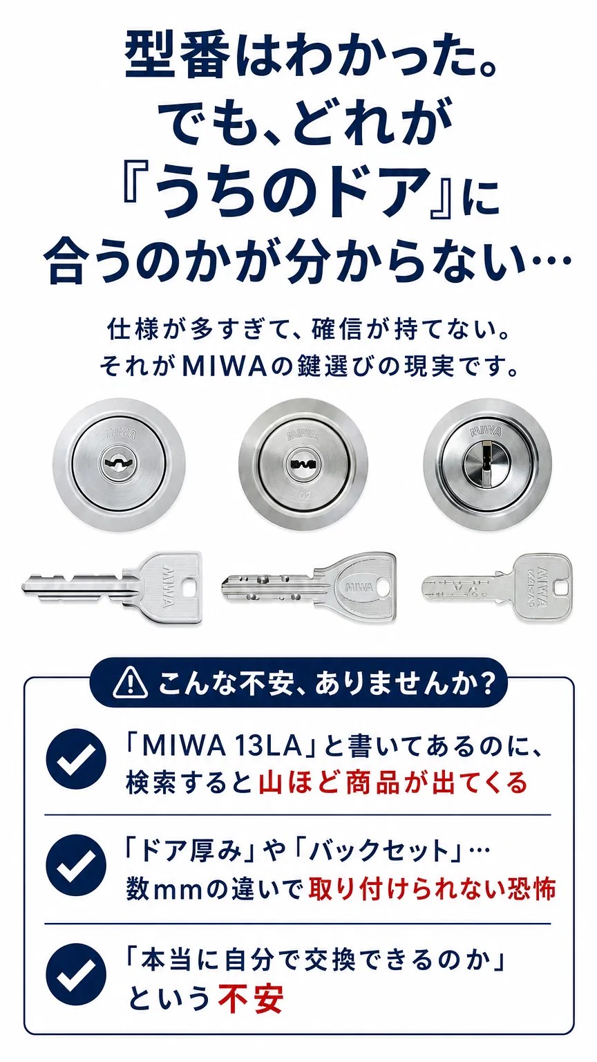 型番はわかった。でも、どれがうちのドアに合うのかが分からない