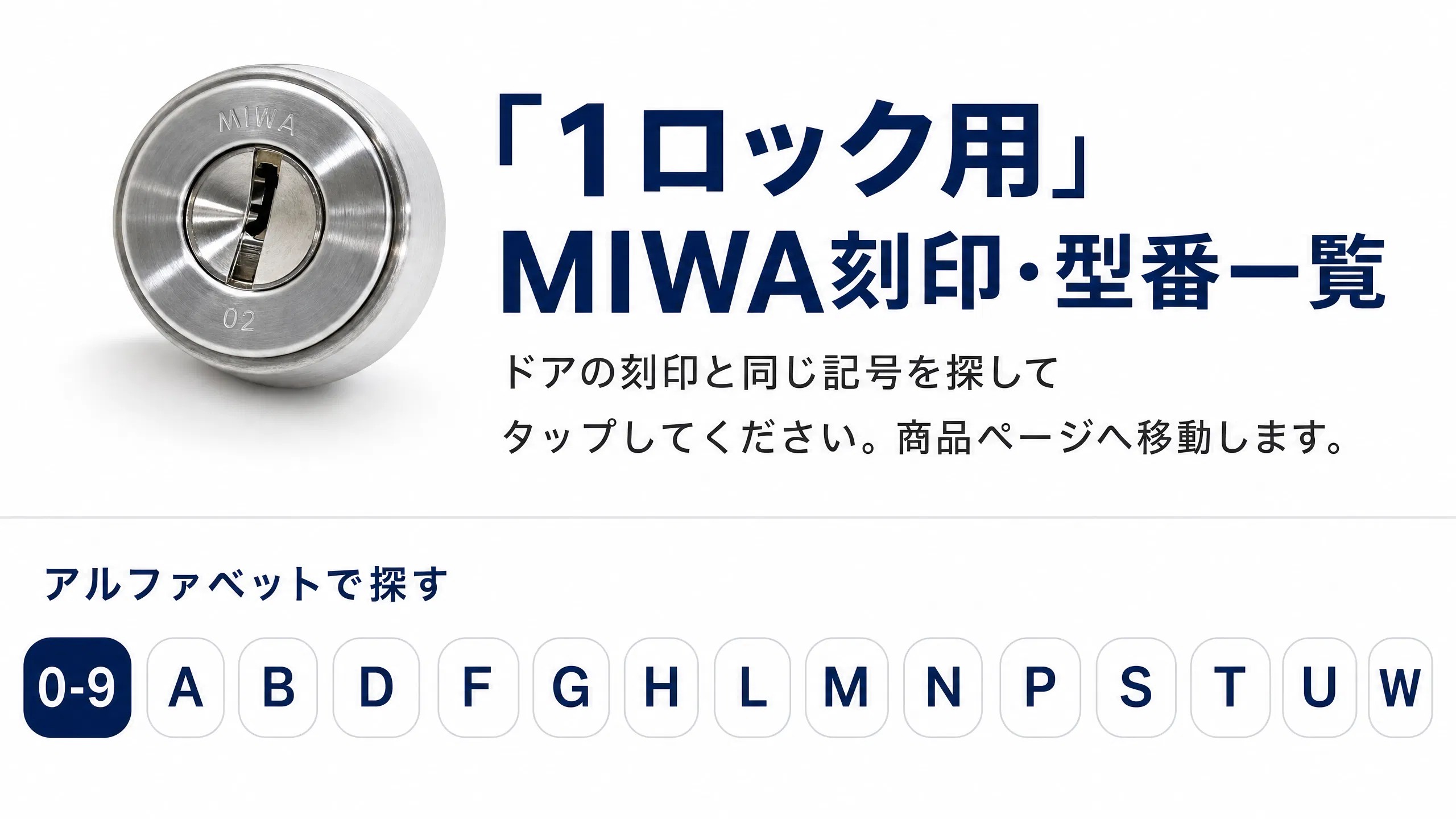 1ロック用 MIWA刻印・型番一覧