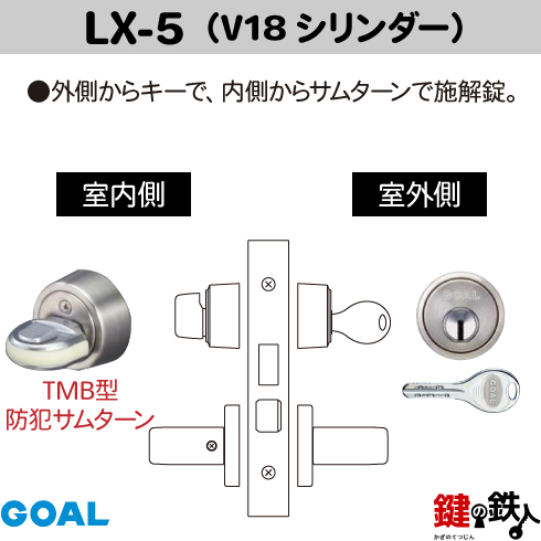 LX-5 V18シリンダー・防犯サムターン付き