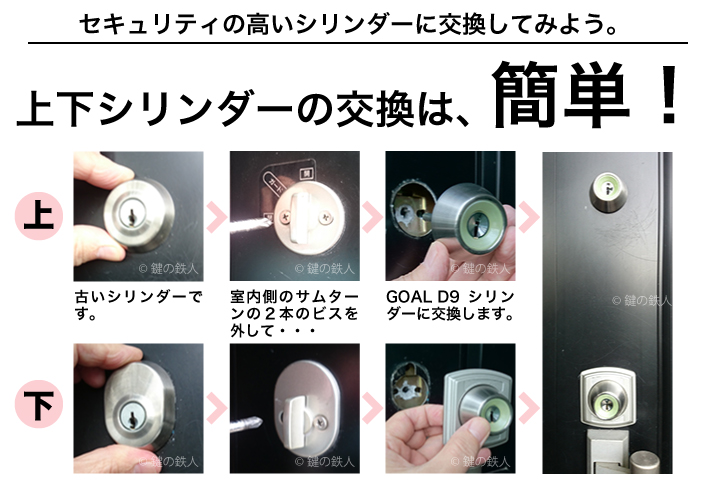 GOAL D9シリンダー2個同一キータイプに交換