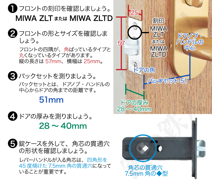 室内レバーハンドル MIWA ZLT