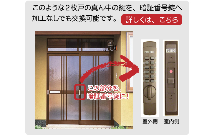 TAIKOデジタルロックP-900引違戸用暗証番号錠