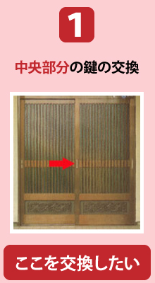 中央部分の鍵の交換。