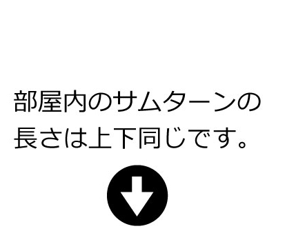 部屋内のサムターンの長さは上下同じです。