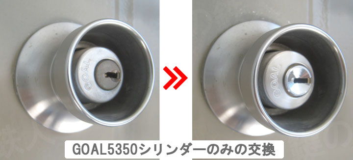 GOAL5350のシリンダーを新しいシリンダーに交換