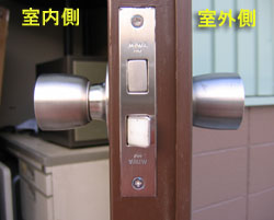 ドアノブ　室内側　室外側