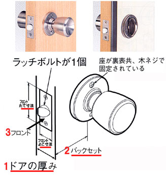 空錠(カギなし)のドアノブ 各サイズ