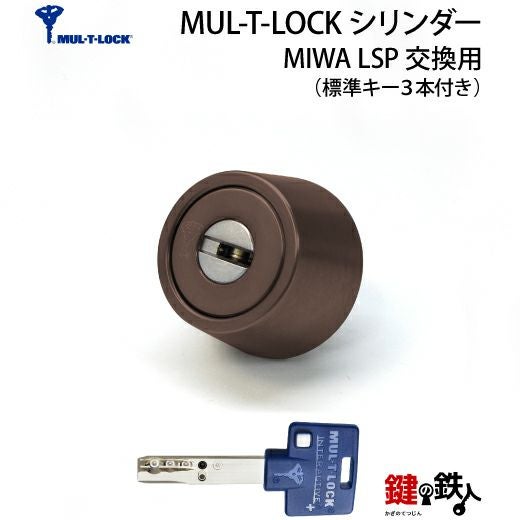 T鍵 1-1) MUL-T-LOCK(マルチロック)LSP用 鍵(カギ) 取替え 交換シリンダー