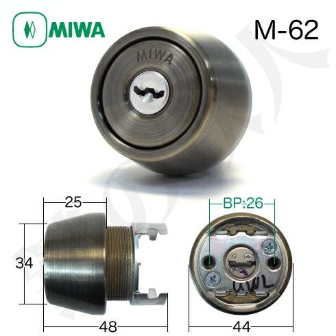 MIWA（美和ロック）M-62 （旧M-49） 鍵(カギ) 取替え 交換□左右共用