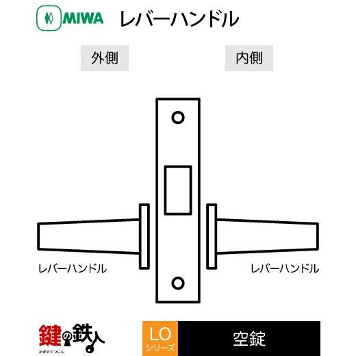 MIWA LO LDOレバーハンドル錠 取替え 交換用アルミ製 373型空錠