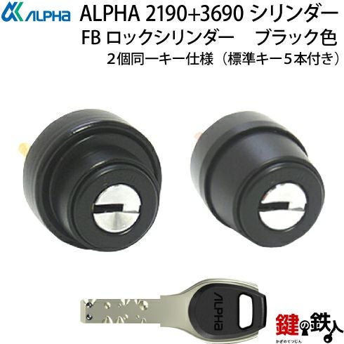 8】ALPHA FBロック2190と3690シリンダー取替え用2個同一キー
