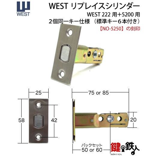 WEST リプレイスシリンダー 5250用交換シリンダーナショナル住宅