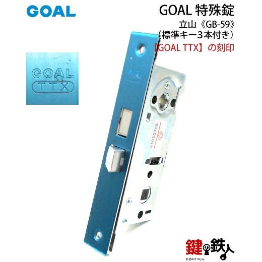 GOAL TTXの刻印のレバーハンドル内外、シリンダー、部屋内のサムターン
