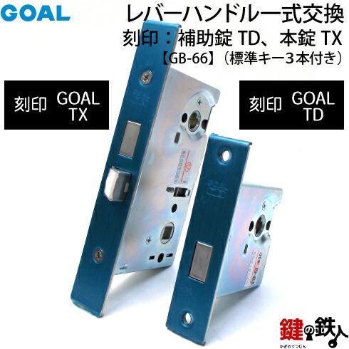 補助錠【GOAL TD】主錠【GOAL TX】の刻印のレバーハンドル内外