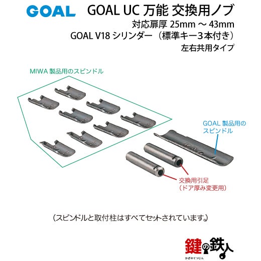 3》GOAL UC万能 玄関 勝手口 鍵(カギ) 交換 取替え用ドアノブ玄関 鍵